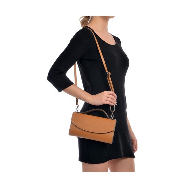 Brūna sieviešu ādas rokassomiņa Roberta M Pisa-image-2