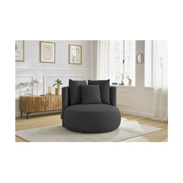 Tumši pelēks samta atpūtas krēsls Cesar – Bobochic Paris-image-1