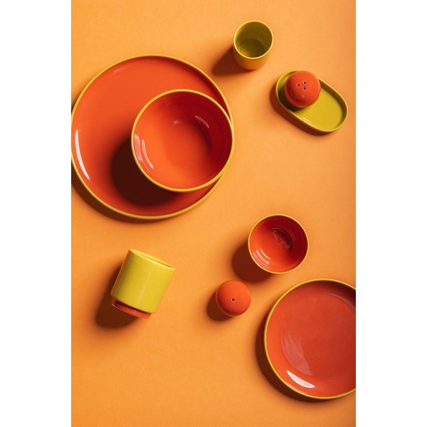 Zaļš/oranžs deserta akmensmasas šķīvis ø 18 cm Duo – ONA-image-1