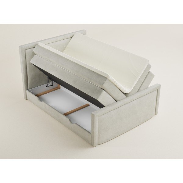 Krēmkrāsas atsperu gulta ar veļas kasti 200x200 cm Fresco – Maison de Rêve-image-3