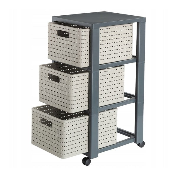 Pelēks plastmasas vannas istabas plaukts 32,5x71 cm Country – Rotho-image-2