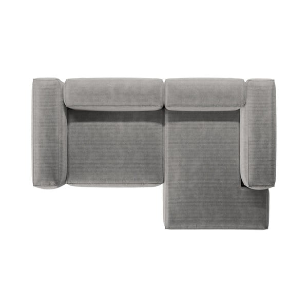 Gaiši pelēks velveta stūra dīvāns (ar labo stūri/ar zvilni) Bergamo – Cosmopolitan Design-image-3