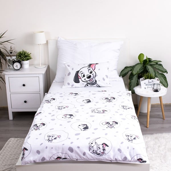 Balta kokvilnas bērnu gultas veļa 100x135 cm 101 Dalmatians – Jerry Fabrics-image-2