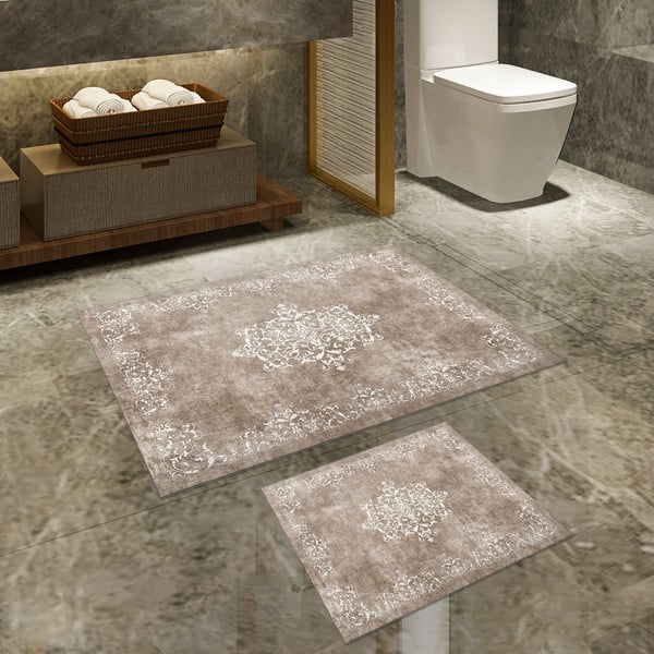 Pelēki/pelēkbrūni vannas istabas paklājiņi (2 gab.) 60x100 cm – Foutastic-image-2