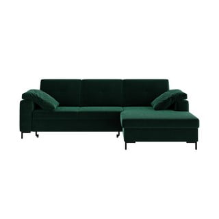 Tumši zaļš samta stūra dīvāns Ghado Moor, labais stūris