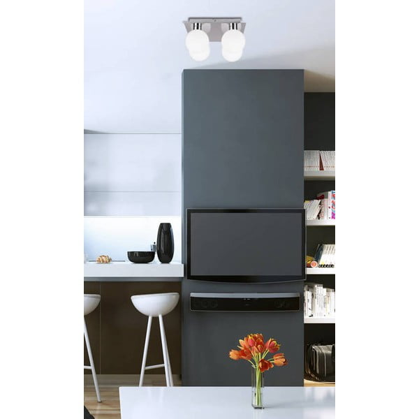 Griestu lampa sudraba krāsā ar stikla abažūru 25x25 cm Oden – Candellux Lighting-image-1