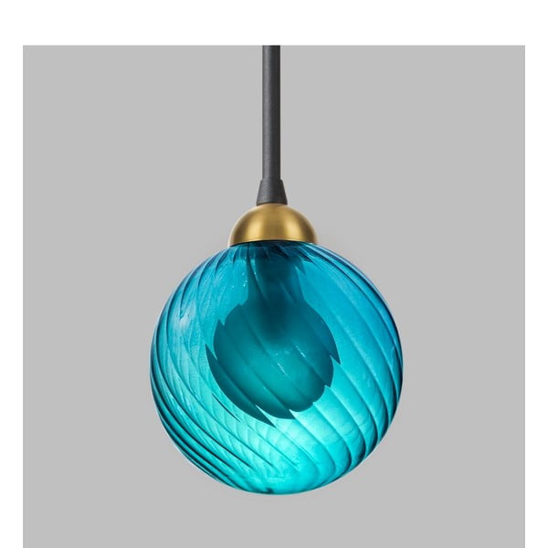 Zila piekaramā lampa ar stikla abažūru ø 12 cm Twister – Squid Lighting-image-3