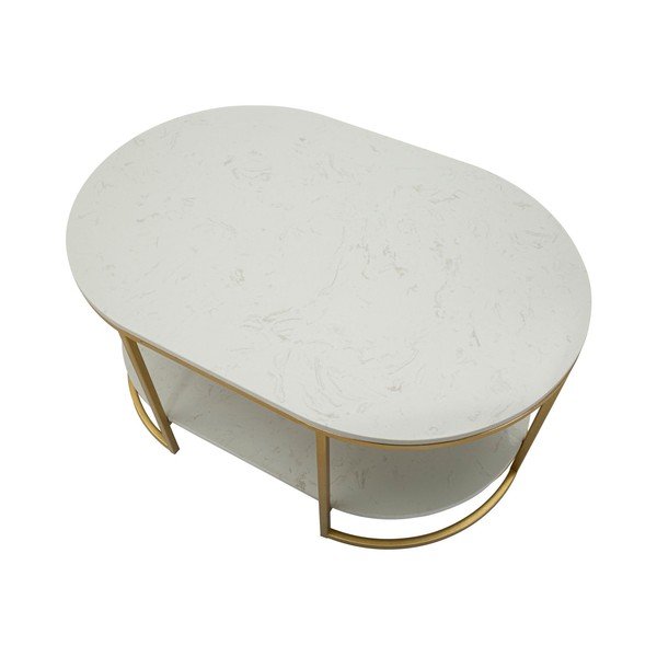 Balts/zelta krāsas žurnālgaldiņš ar marmora virsmu 60x90 cm Izmir – Mauro Ferretti-image-4