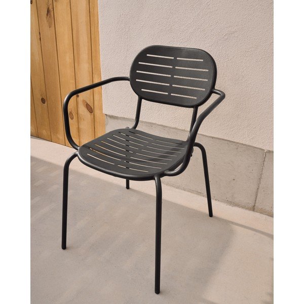 Tumši pelēks metāla dārza krēsls Brai – Kave Home-image-1