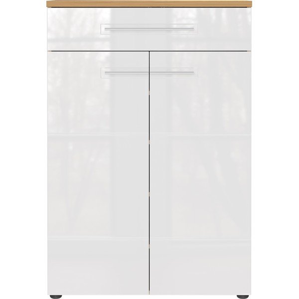 Balts dabīga toņa apavu plaukts ar ozolkoka imitāciju Aledo – Germania-image-1