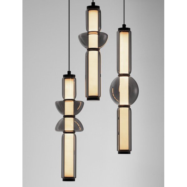 Pelēka stikla LED piekaramā lampa ar regulējamu spilgtumu ø 38 cm Ulon – Nova Luce-image-1