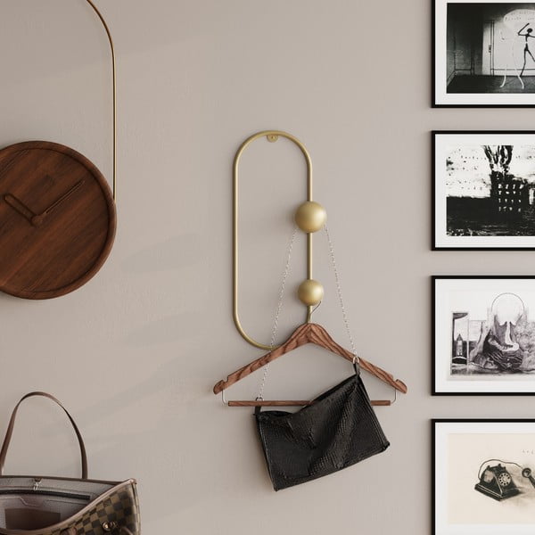 Zelta krāsas metāla sienas pakaramais Dama – Kalune Design-image-1