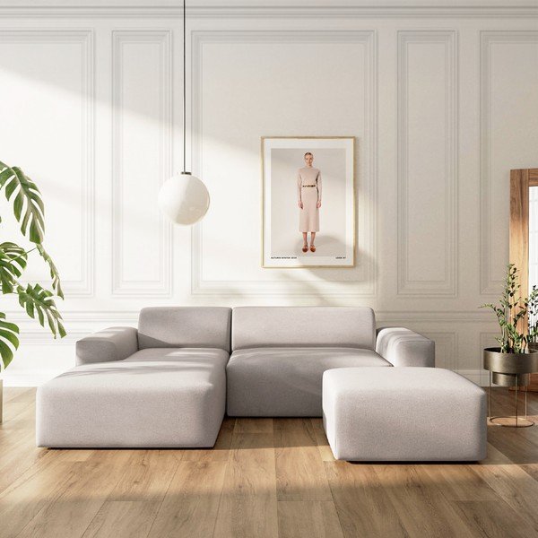Pelēks samta salokāms stūra dīvāns ar uzglabāšanas vietu (ar kreiso stūri/ar zvilni) Villet – Rodier-image-1