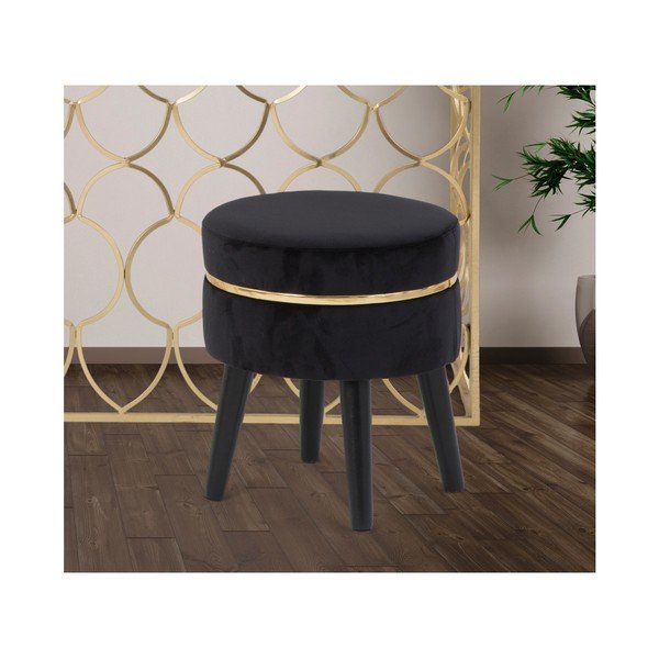 Mauro Ferretti Paris melns polsterēts taburete, ⌀ 35 cm-image-1