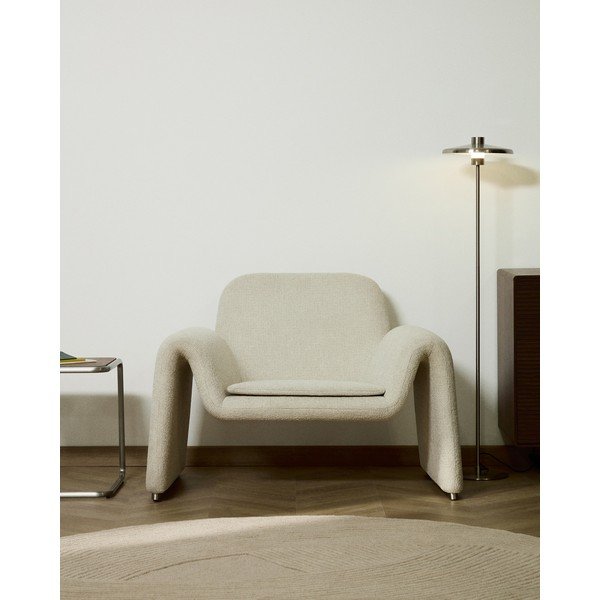 Bēšs atpūtas krēsls no šenila auduma Melvia – Kave Home-image-1