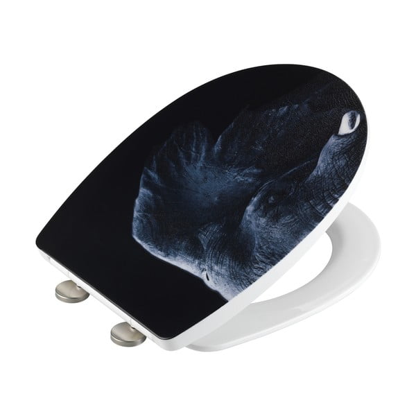 Melns nerūsējošā tērauda tualetes poda vāks Wenko Elephant-image-2