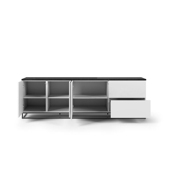 Matēti balta TV kumode ar melnu marmora virsmu TemaHome Join, 200 x 65 cm-image-3