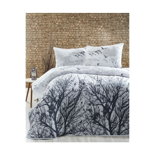 Viegls gultas pārklājs ar spilvendrānām Peace Grey, 200 x 220 cm