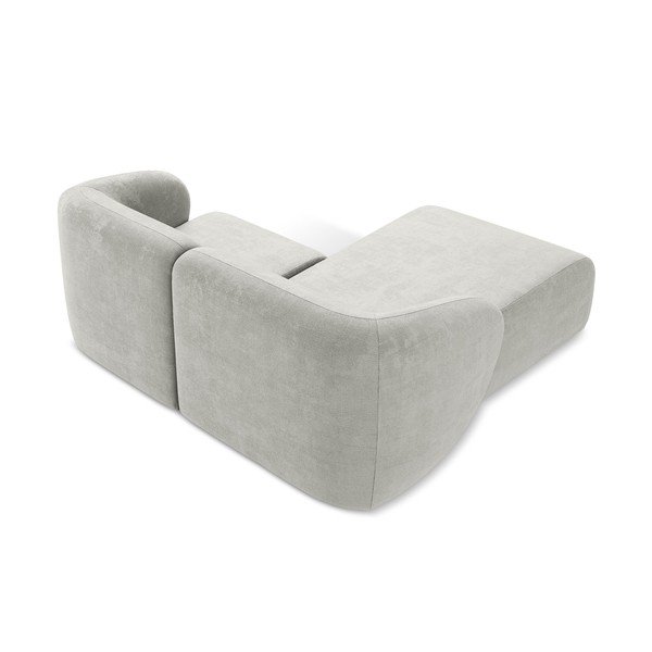 Gaiši pelēks stūra dīvāns no šenila auduma (ar kreiso stūri/ar zvilni) Lani – Makamii-image-3