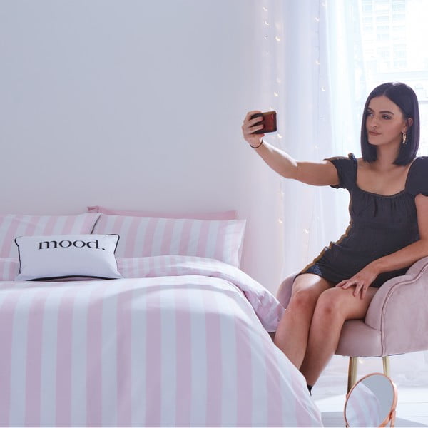 Balta/rozā vienguļamā gultas veļa 135x200 cm Stripe Tease – Sassy B-image-4