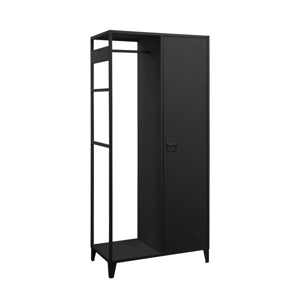 Melns atvērta tipa metāla drēbju skapis 80x175 cm Salino – Støraa-image-1