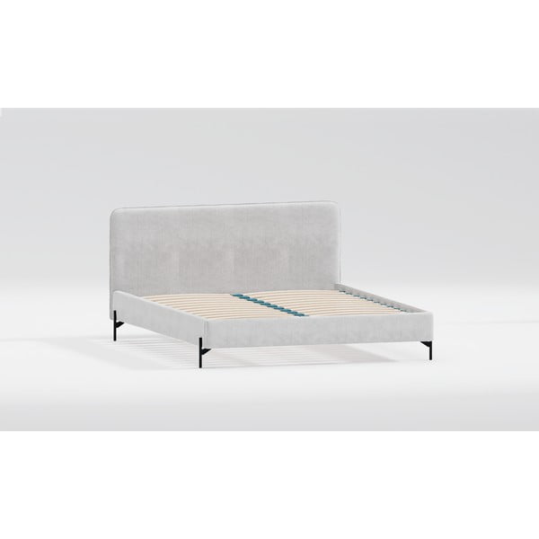 Gaiši pelēka polsterēta divvietīga gulta ar redelēm 180x200 cm Barker – Ropez
