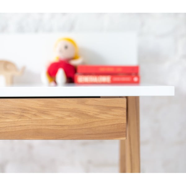 Balts rakstāmgalds ar oša koka pamatni Ragaba Luka, garums 65 cm-image-2