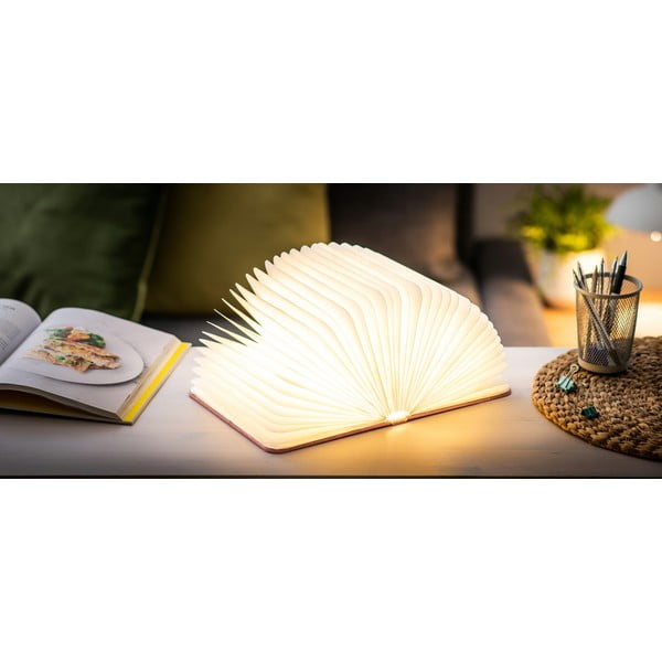 Rozā liela LED grāmatas formas galda lampa Gingko Booklight