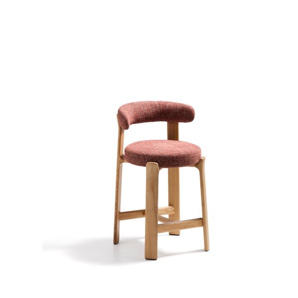Terakotas oranžs/gaiša dabīga toņa oša masīvkoka bāra krēsls (sēdekļa augstums 65 cm) Granite – Kave Home