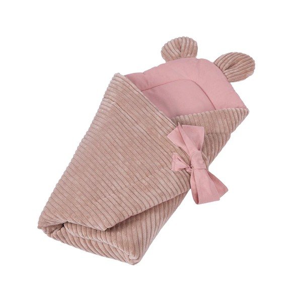 Rozā velveta bērnu ietinamā sedziņa 35x65 cm – Meowbaby-image-1