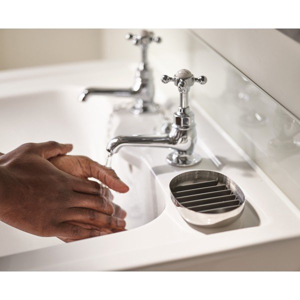 Spīdīgas sudraba krāsas nerūsējošā tērauda ziepju trauks EasyStore Luxe – Joseph Joseph-image-1