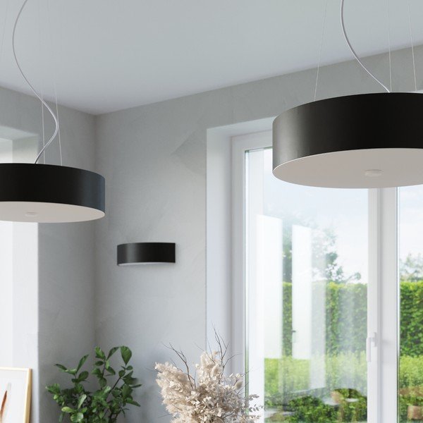 Melna griestu lampa ar auduma abažūru ø 90 cm Herra – Sollux-image-1