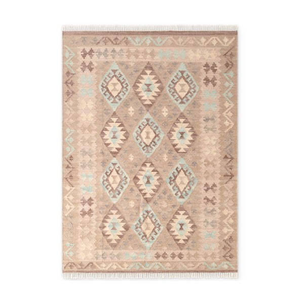 Gaiši zils/bēšs divpusējs/ar rokām darināts vilnas paklājs 160x230 cm Kamal Dune – Nouristan