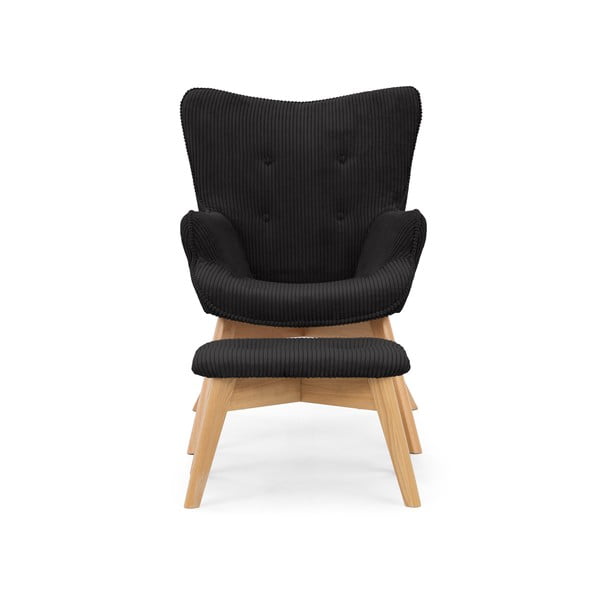 Melns velveta atpūtas krēsls ar kāju balstu Niko – Ropez-image-3