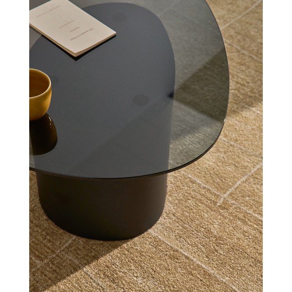 Melns žurnālgaldiņš ar stikla galda virsmu 74x81,5 cm Olir – Kave Home-image-2