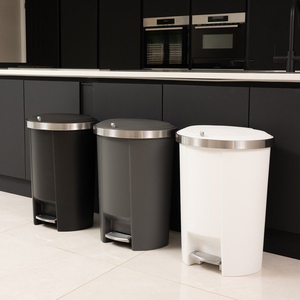Pelēka plastmasas atkritumu tvertne ar pedāli 50 l – Addis-image-3