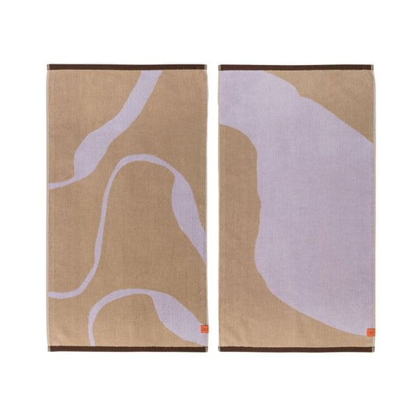 Gaiši violeti/gaiši brūni dvieļi (2 gab.) no organiskās kokvilnas 50x90 cm Nova Arte – Mette Ditmer Denmark