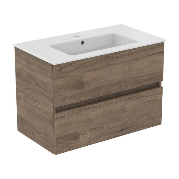 Dabīga toņa piekarams skapītis zem izlietnes ar riekstkoka imitāciju 80x55 cm Eurovit+ – Ideal Standard-image-2