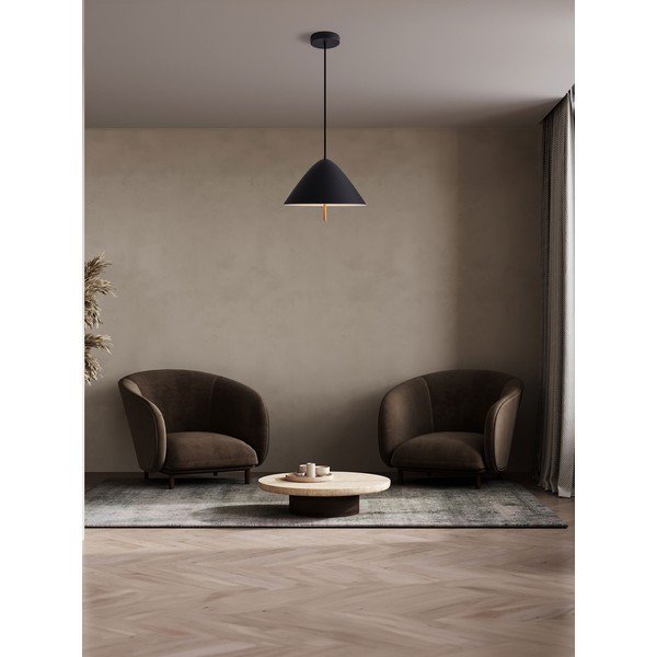 Matēti melna metāla LED piekaramā lampa ar metāla abažūru ø 40 cm Oros – Nova Luce-image-1