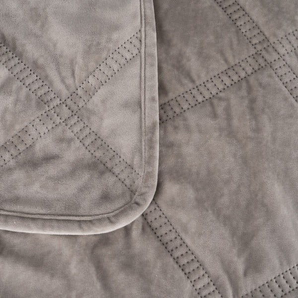 Pelēks samta stepēts gultas pārklājs 180x260 cm – Ixia-image-1