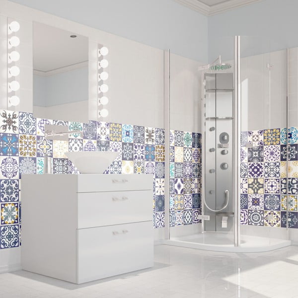 60 sienas uzlīmju komplekts Ambiance Tiles Azulejos Cyprus, 15 x 15 cm