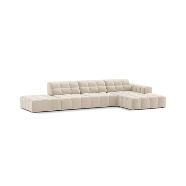 Krēmkrāsas samta stūra dīvāns (ar labo stūri/ar zvilni) Chicago – Cosmopolitan Design-image-1