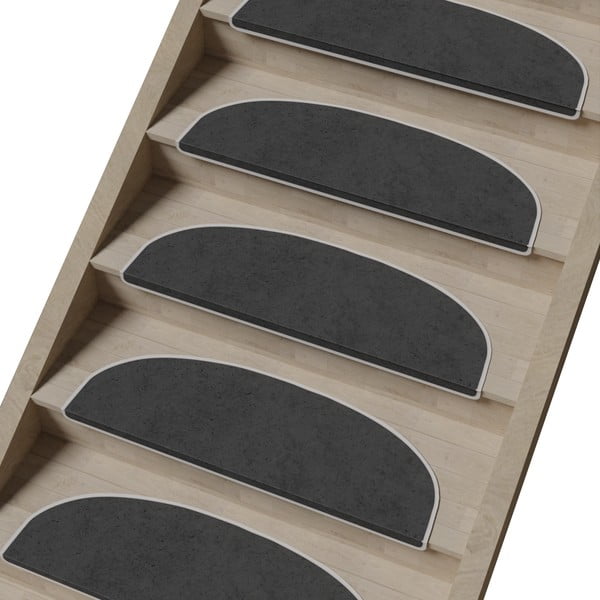 Tumši pelēki kāpņu paklāji (16 gab.) 20x65 cm Plain Color – Vitaus-image-1