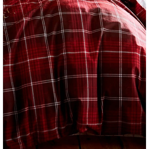 Sarkana kokvilnas gultasveļa Catherine Lansfield Brushed Tartan, 200 x 200 cm-image-3