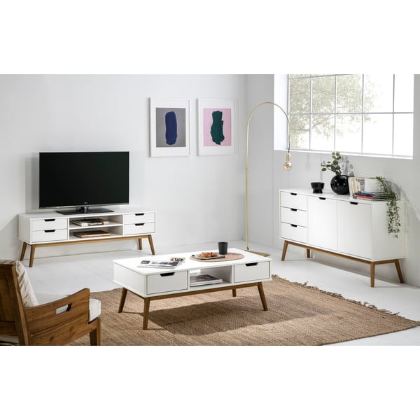 Balts priedes masīvkoka kafijas galdiņš Marckeric Baku-image-1