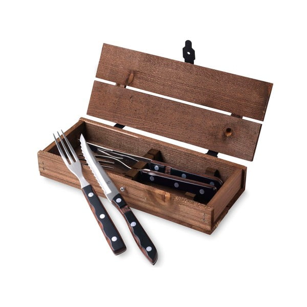 Melns/sudraba krāsas nerūsējošā tērauda galda piederumi (4 gab.) Old Farmer Classic – Gense-image-1