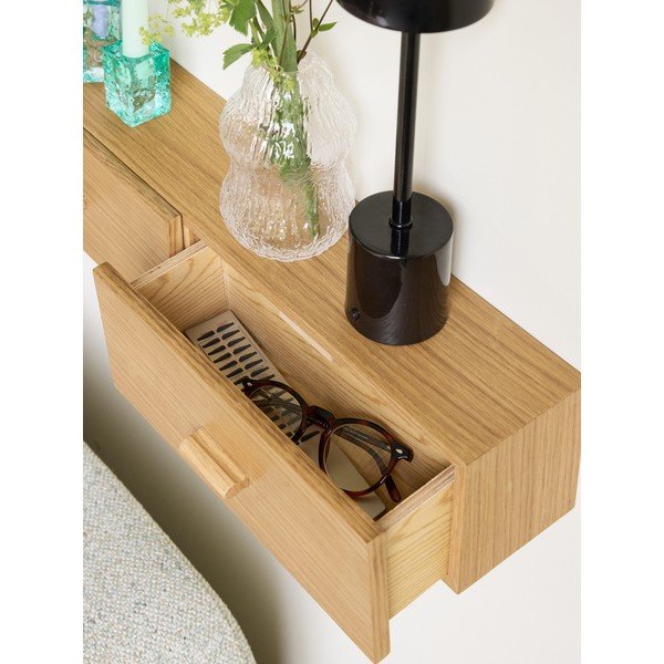 Dabīga toņa sienas plaukts ar ozolkoka imitāciju 60 cm Shuno – Hübsch-image-2