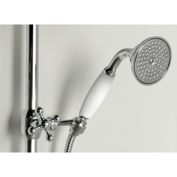 Spīdīgas sudraba krāsas misiņa dušas komplekts ar termostatisko jaucējkrānu ar dušas galvu/ar rokas dušu 142 cm Antea – Sapho-image-1