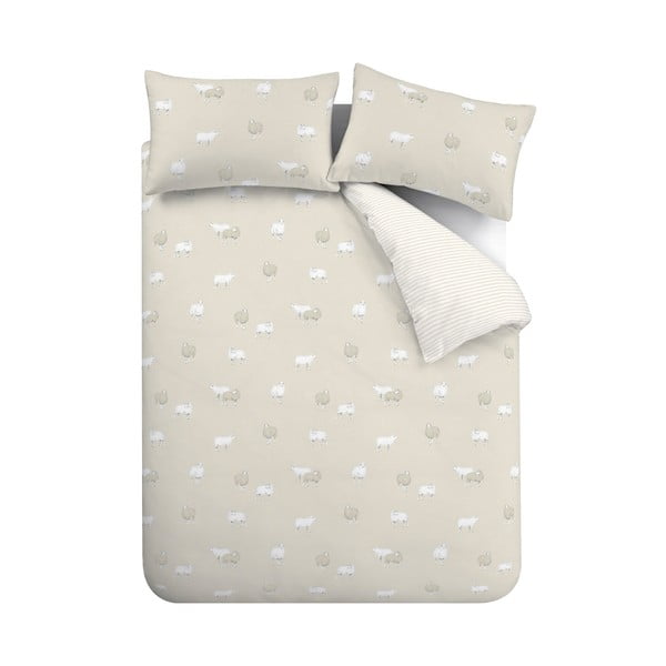 Bēša vienguļamā flaneļa gultas veļa 135x200 cm Sheep – Catherine Lansfield
