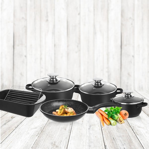 Alumīnija trauku komplekts ar 3 vākiem un pannu (5 gab.) Orion Grande-image-1